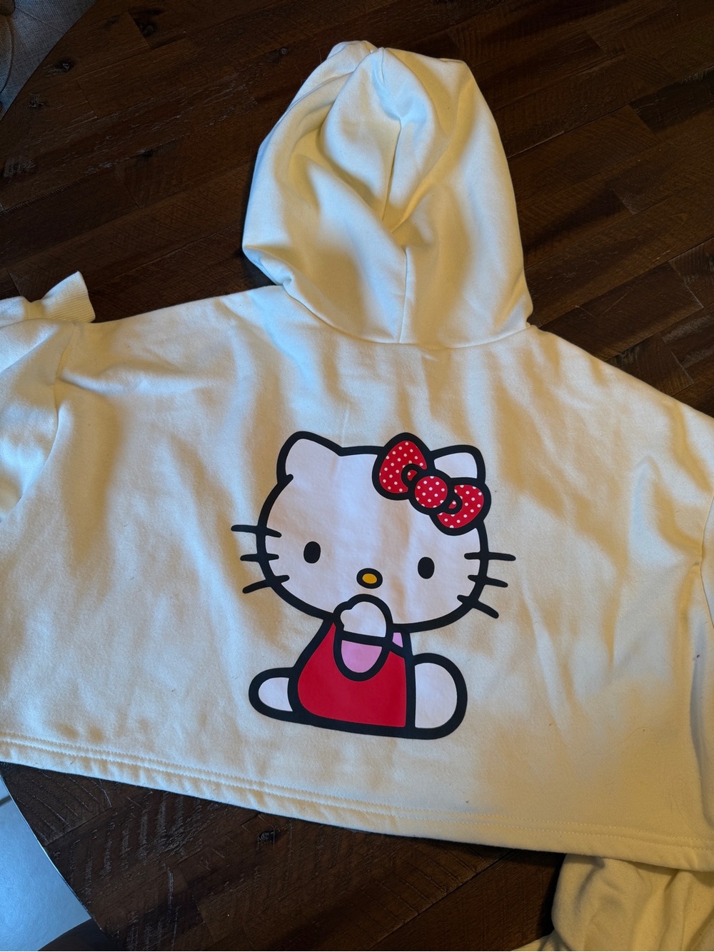 SHEIN x Hello Kitty Yellow Crop Hoodie